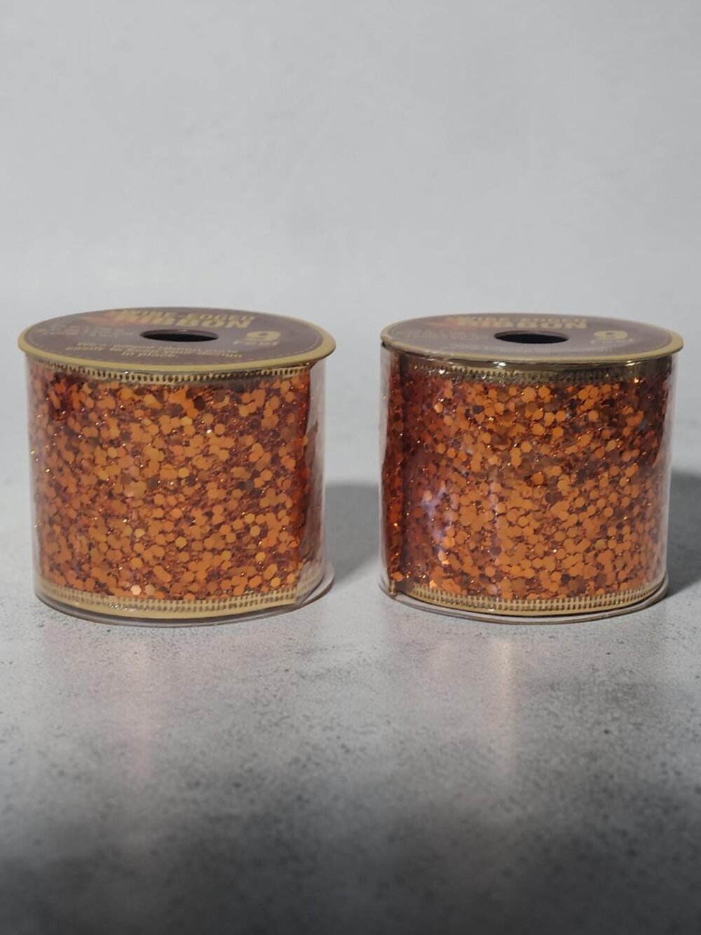 Wired Edge Ribbon 2.5" x 18ft Orange Glitter Fall Autumn Harvest Decor